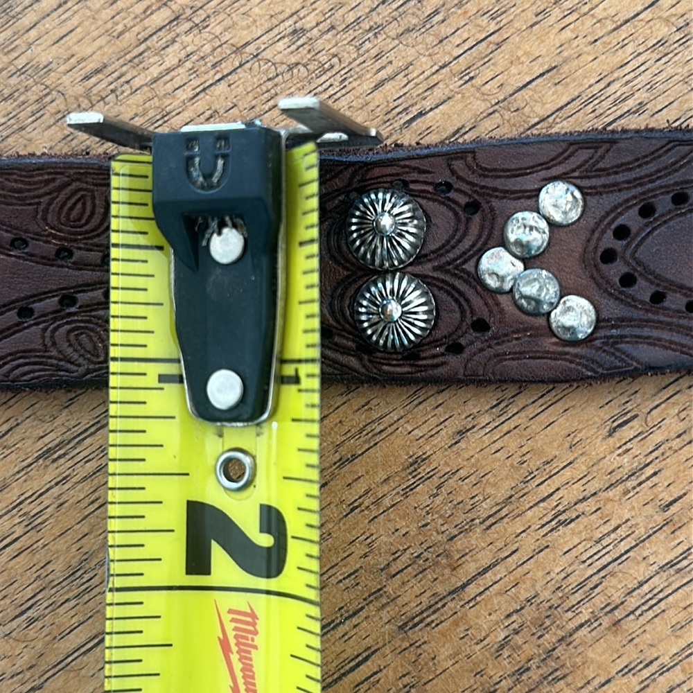 Campomaggi lazer cut tooled studded leather belt. New with tags from Sundance. - Picture 13 of 13